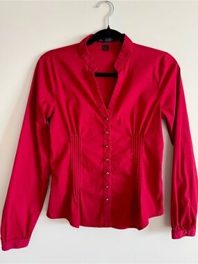 Vintage Y2K Cherry Red Cinched Blouse Dark Academia Office Siren